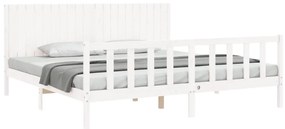 Cama sem colchão 200x200 cm madeira de pinho maciça branco