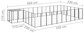 Canil 19,36 m² aço preto