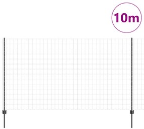 Cerca Euro com 10 Postes Cinza 1.4x10 m Aço