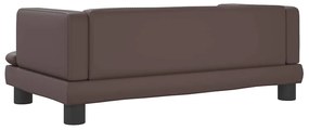 Sofá infantil 80x45x30 cm couro artificial castanho