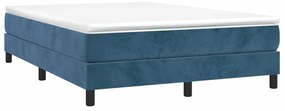 Estrutura de cama sem colchão 140x190 cm veludo azul-escuro