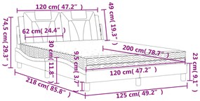 Cama com colchão 120x200 cm couro artificial castanho