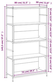Estante 80x30x145,5 cm derivados de madeira/ferro cinza sonoma