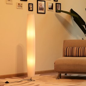 HomCom Lâmpada de assoalho moderna com 2 luzes E27 40W e botão de pé com base de aço inoxidável de 120cm - branco