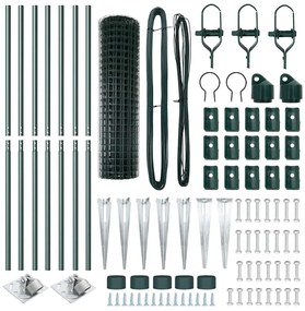 Cerca Européia com 7 Postes de Aço Galvanizado Verde 1x10 m