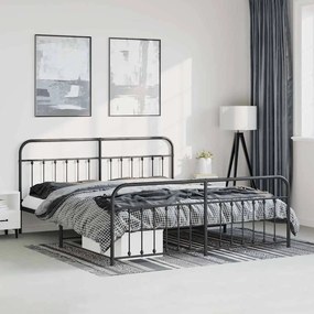 Estrutura de cama com cabeceira e pés 183x213 cm metal preto