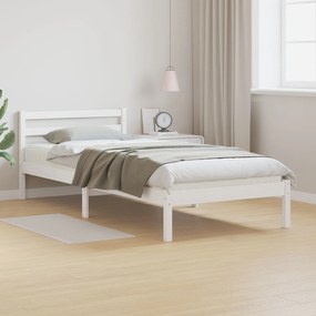 Estrutura de Cama com Cabeceira Branca 80x210 cm Madeira Maciça de Pin