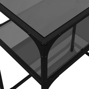 Mesa consola com tampo em vidro preto 60x35x81 cm aço