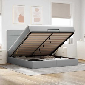 vidaXL Estrutura cama otomana colchão 160x200 cm tecido cinzento claro