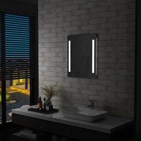 144714 vidaXL Espelho de parede LED c/ prateleira para casa de banho 50x70 cm