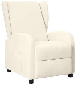 342326 vidaXL Poltrona reclinável couro artificial cor creme
