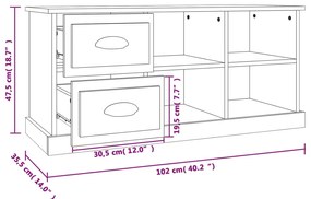 Móvel de TV 102x35,5x47,5 cm derivados de madeira cinza cimento