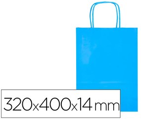 Saco de Papel Basika Celulose Celeste L com Asa Torcida 320x400x14 mm