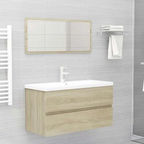 vidaXL 2 pcs conj. móveis casa de banho derivados madeira cor carvalho