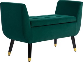 HOMCOM Banco estofado com armazenamento, apoios de braço, poliéster com aparência aveludada, madeira de borracha, 107 x 42 x 65 cm, Verde | Aosom Portugal