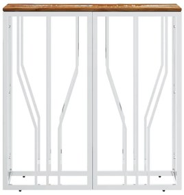 Mesa consola aço inoxidável/madeira recuperada maciça prateado