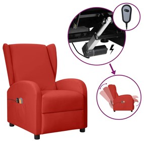 vidaXL Poltrona reclinável elétrica couro artificial vermelho tinto