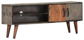 Móvel TV 130x30x46 cm madeira mangueira áspera maciça cinzento