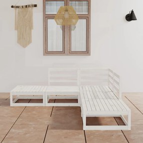 vidaXL 5 pcs conjunto lounge de jardim pinho maciço branco