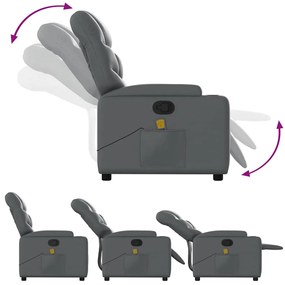 Poltrona de massagens reclinável couro artificial cinzento