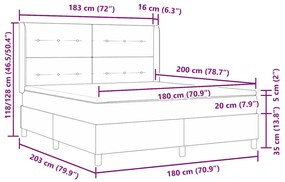 Cama Box Spring com Colchão e LED Castanho Escuro 180x200 cm Tecido