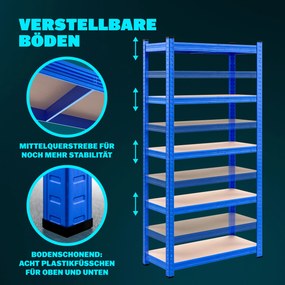 Estante para cargas pesadas até 875 kg 180 x 90 x 40 cm Azul
