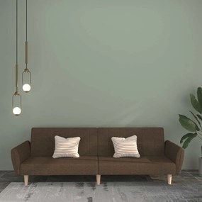 vidaXL Sofá-cama de 2 lugares tecido castanho