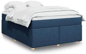 vidaXL Cama com molas/colchão 140x190 cm tecido azul