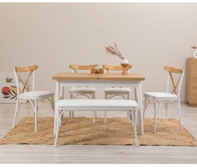 Conjunto de Mesa de Jantar Extensível e Cadeiras Oliver – Branco – Mes