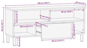 Móvel de TV 100x33x46 cm derivados de madeira preto