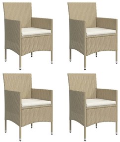 5 pcs conjunto de jantar p/ jardim c/ almofadões bege e preto