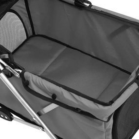 Carrinho dobrável para cães 76x50x100 cm tecido oxford cinzento