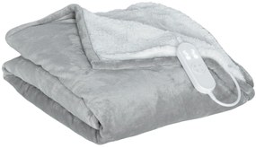 Manta Elétrica 180x130 cm Manta Térmica com Tecido Suave 10 Níveis de Temperatura e Temporizador Cinzento