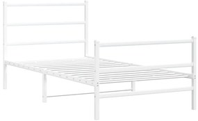Estrutura de cama com cabeceira e pés 107x203 cm metal branco
