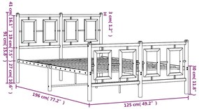 Estrutura de cama com cabeceira e pés 120x190 cm metal branco