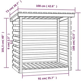 Suporte para lenha 108x73x108 cm pinho maciço branco