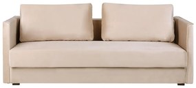 Sofá-cama de 3 lugares com arrumação em veludo creme EKSJO Beliani