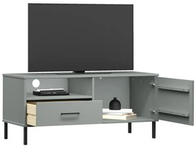 Móvel de TV c/ pernas de metal OSLO pinho maciço cinzento
