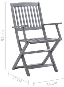 Cadeiras de exterior dobráveis 8pcs c/ almofadões acácia maciça