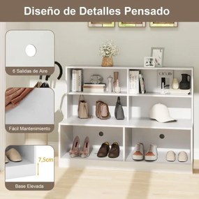 Combinação de banco e sapateira 2 em 1 com 6 cubos abertos antiderrapantes 120 x 50 x 90 cm Branco