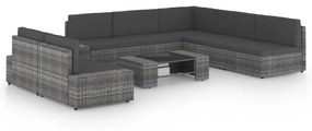 vidaXL 8 pcs conjunto lounge de jardim c/ almofadões vime PE cinzento