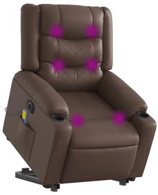 Poltrona reclinável elevatória elétrica couro artificial cinza
