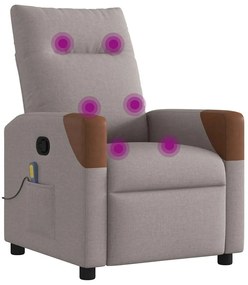 Poltrona de massagens reclinável tecido cinzento-acastanhado