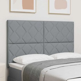 Cabeceira LED vidaXL Design de Blocos de Diamante Cinza Claro 144 cm Tecido