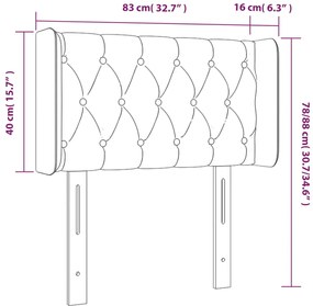 Cabeceira de cama c/ luzes LED veludo 83x16x78/88 cm preto