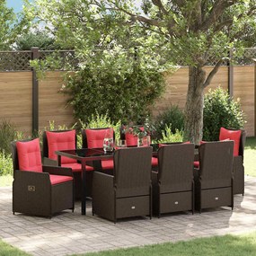 vidaXL Conjunto de Jantar de Jardim 9 Peças Marrom em Polyrattan