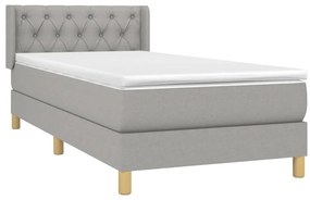 Cama com molas/colchão 80x200 cm tecido cinza-claro