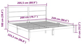 Cama extra longa sem colchão 200x220 cm madeira maciça