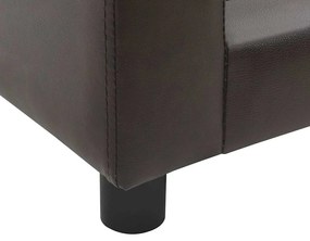 Sofá para cães 60x43x30 cm pelúcia e couro artificial castanho
