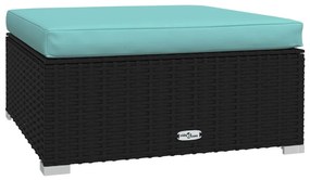 10 pcs conjunto lounge de jardim c/ almofadões vime PE preto